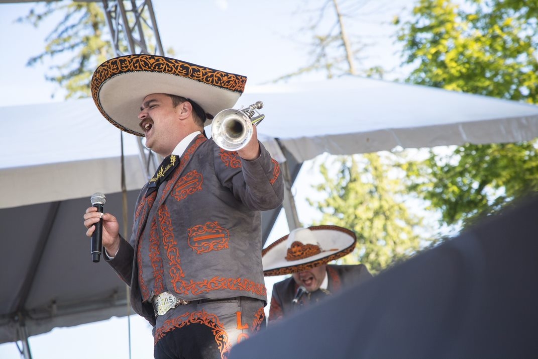 Mariachi singer performs on stage